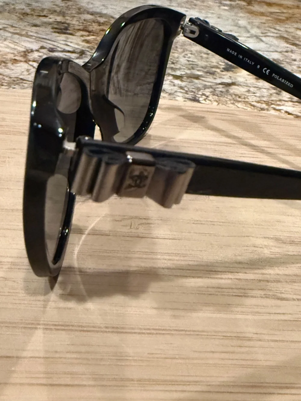 CHANEL CH 5281-QA 58mm Black Cat Eye Bow Polarized Sunglasses